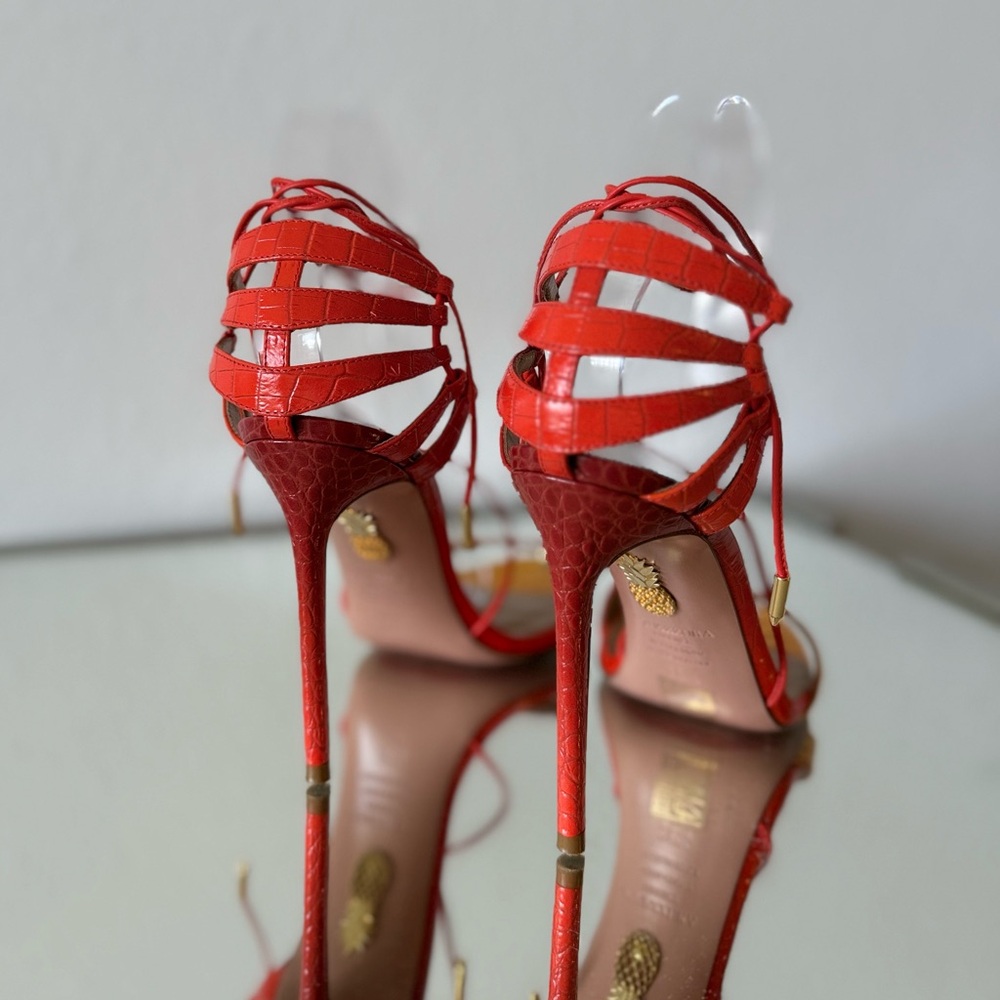 Like new Aquazzura Bellissima 105 croc-effect leather sandals $895 38.5 - Picture 5 of 11